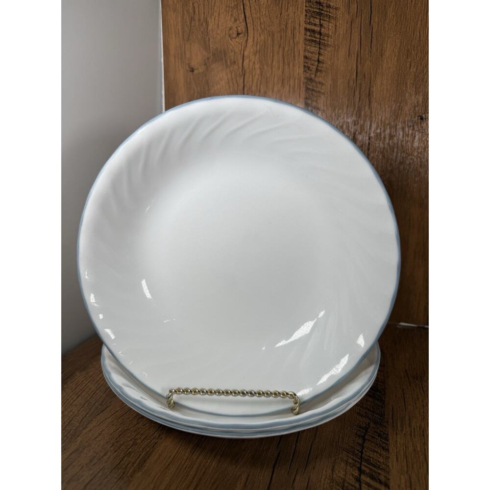 Set of 2 Corelle Pink Trio English Meadow White Swirl Blue Trim Pasta Bowls